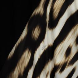Pre Owned Roberto Cavalli Leopard Print Silk Chiffon &amp; Wool Knit Dress XL