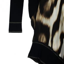 Pre Owned Roberto Cavalli Leopard Print Silk Chiffon &amp; Wool Knit Dress XL