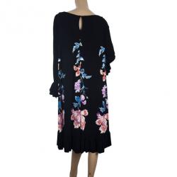 Pre Owned Roberto Cavalli Floral Print Flare Dress L