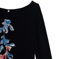 Pre Owned Roberto Cavalli Floral Print Flare Dress L