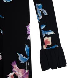 Pre Owned Roberto Cavalli Floral Print Flare Dress L