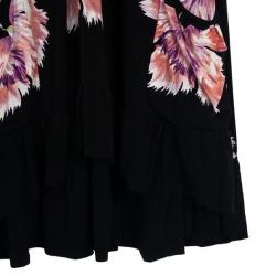 Pre Owned Roberto Cavalli Floral Print Flare Dress L