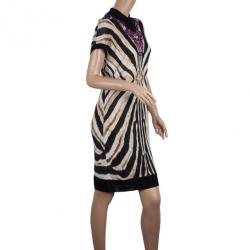 مملوكة مسبقًا Roberto Cavalli Animal Print Knit Sheath Dress XL