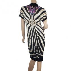 مملوكة مسبقًا Roberto Cavalli Animal Print Knit Sheath Dress XL