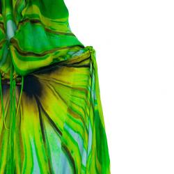 Pre Owned Roberto Cavalli Hooded Silk Kaftan Tunic M