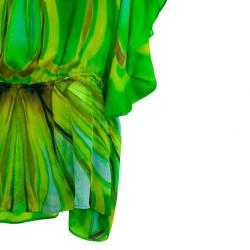 Pre Owned Roberto Cavalli Hooded Silk Kaftan Tunic M
