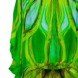 Pre Owned Roberto Cavalli Hooded Silk Kaftan Tunic M