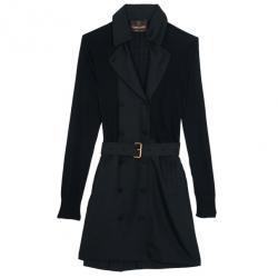 Pre Owned Roberto Cavalli Black Knit & Polyester Trench Coat L
