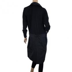 Pre Owned Roberto Cavalli Black Knit & Polyester Trench Coat L