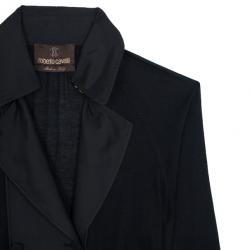 Pre Owned Roberto Cavalli Black Knit & Polyester Trench Coat L
