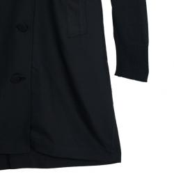 Pre Owned Roberto Cavalli Black Knit & Polyester Trench Coat L