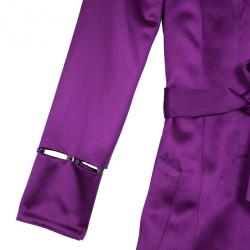 Pre Owned Roberto Cavalli Rivet Embellished Silk Satin Coat S