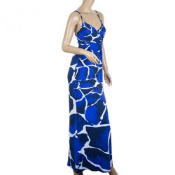 Pre Owned Roberto Cavalli Sleevless Snake Detailing Printed Maxi Dress M
