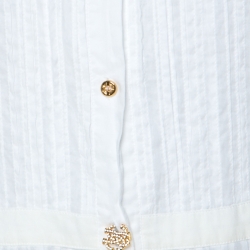 Pre Owned Roberto Cavalli White Cotton Ruffle Sleeve Detail Blouse S 