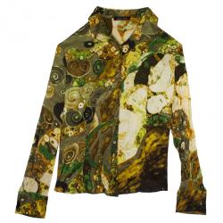 Pre Owned Roberto Cavalli Yellow Satin Skirt Set M