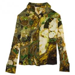 Pre Owned Roberto Cavalli Yellow Satin Skirt Set M