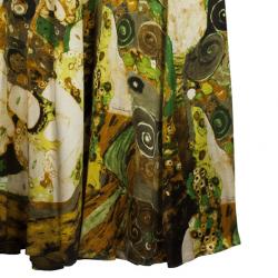 Pre Owned Roberto Cavalli Yellow Satin Skirt Set M