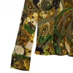 Pre Owned Roberto Cavalli Yellow Satin Skirt Set M