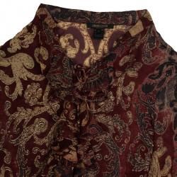 Pre Owned Roberto Cavalli Baroque Print Frill Skirt Set L