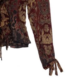 Pre Owned Roberto Cavalli Baroque Print Frill Skirt Set L