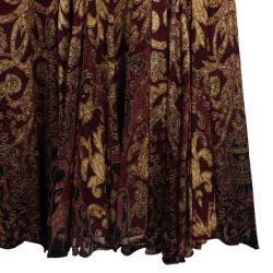 Pre Owned Roberto Cavalli Baroque Print Frill Skirt Set L