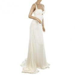 Pre Owned Roberto Cavalli Embellished Ruched Waist Gown M