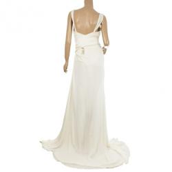 Pre Owned Roberto Cavalli Embellished Ruched Waist Gown M