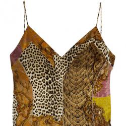 مملوكة مسبقًا Roberto Cavalli Printed Silk Maxi Cocktail Dress XL