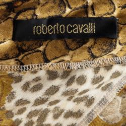 مملوكة مسبقًا Roberto Cavalli Printed Silk Maxi Cocktail Dress XL