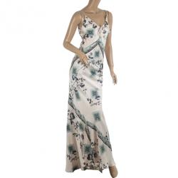 Pre Owned Roberto Cavalli Satin Maxi Dress S