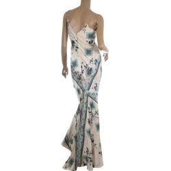 Pre Owned Roberto Cavalli Satin Maxi Dress S