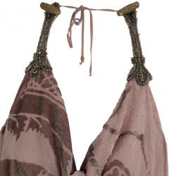 Pre Owned Roberto Cavalli Draped Neck Maxi Dress M