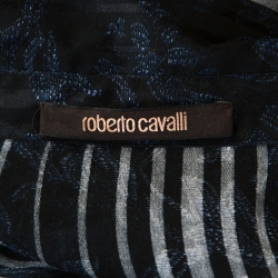 Pre Owned Roberto Cavalli Black Burnout Printed Silk Button Front Shirt L