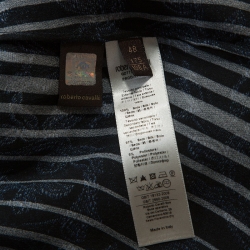 Roberto Cavalli Black Burnout Printed Silk Button Front Shirt L