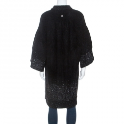 مملوكة مسبقًا Roberto Cavalli Dark Grey Mohair Blend Sequinned Cardigan L