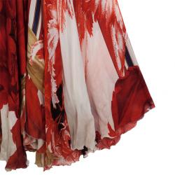 Pre Owned Roberto Cavalli Tiered Floral Gown S