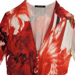 Pre Owned Roberto Cavalli Tiered Floral Gown S