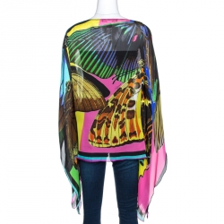 Pre Owned Roberto Cavalli Multicolor Printed Silk Kaftan L
