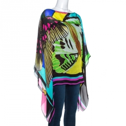 Pre Owned Roberto Cavalli Multicolor Printed Silk Kaftan L