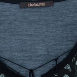 مملوكة مسبقًا Roberto Cavalli Monochrome Printed Top L