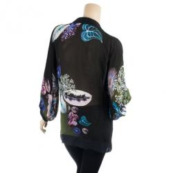 مملوكة مسبقًا Roberto Cavalli Floral Print Silk Blouse L