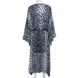 مملوكة مسبقًا Roberto Cavalli Multicolor Animal Print Silk Front Slit Detail Kaftan M
