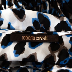 مملوكة مسبقًا Roberto Cavalli Multicolor Animal Print Silk Front Slit Detail Kaftan M