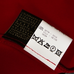 Pre Owned Roberto Cavalli Red Satin Silk Ruffle Tiered Maxi Skirt L