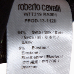 Pre Owned Roberto Cavalli Black Stretch Silk Serpent Detail Maxi Skirt L