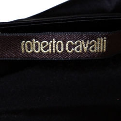 Pre Owned Roberto Cavalli Black Stretch Silk Serpent Detail Maxi Skirt L