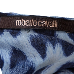 Pre Owned Roberto Cavalli Blue Animal Print Silk Kaftan Dress M