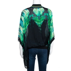 Pre Owned توب قفطان روبرتو كافالي حواف تريكو حرير مطبوع متعدد الألوان كبير (لارج)