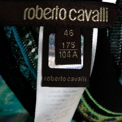 Pre Owned توب قفطان روبرتو كافالي حواف تريكو حرير مطبوع متعدد الألوان كبير (لارج)