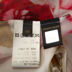 Pre Owned Roberto Cavalli Off White Floral Print Silk Sheer Blouse L